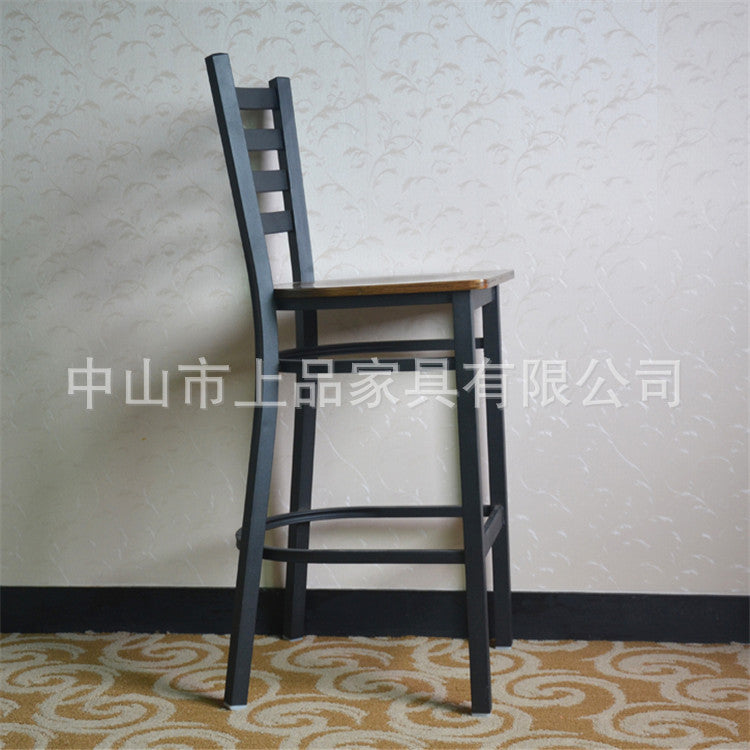 金屬酒吧椅 美式復古黑色高腳椅 靠背鐵皮吧椅 TCH00940-1