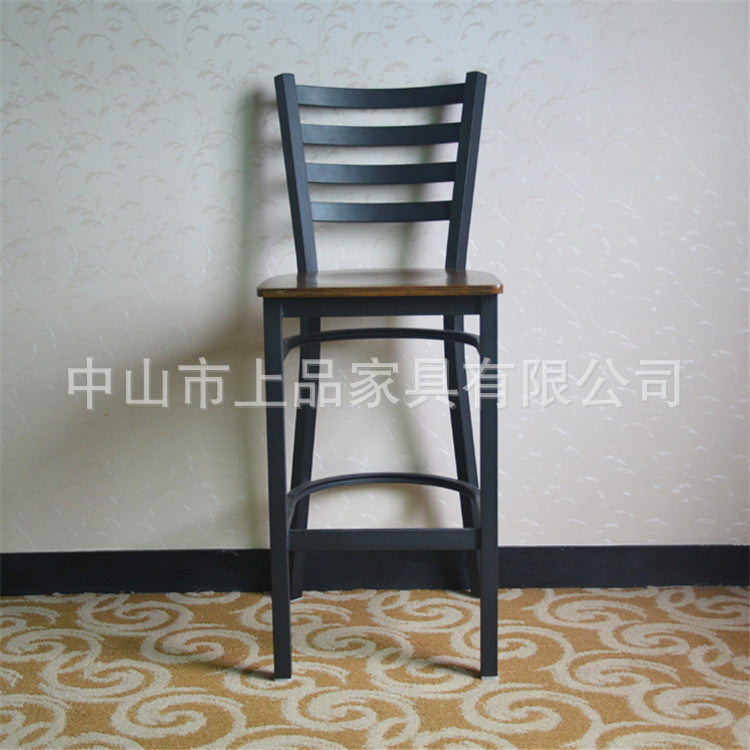 金屬酒吧椅 美式復古黑色高腳椅 靠背鐵皮吧椅 TCH00940-1