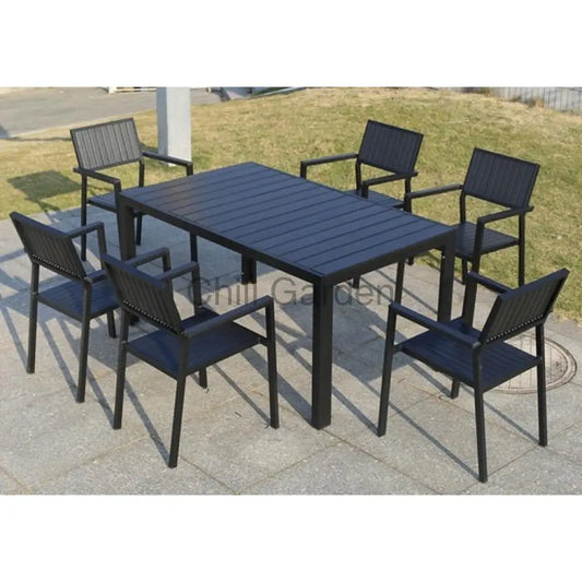 150Cm 環保木餐桌椅套裝-黑色 Tc006 椅桌套裝