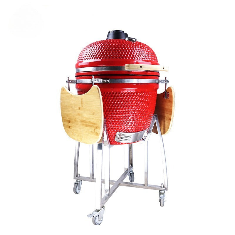 Kamado 23.5吋陶瓷燒烤爐 不銹鋼架 CH-KP23|1000度耐火莫來石 美式煙燻BBQ