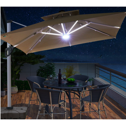 3m Square Sun Umbrella with LED Light︳Roman Umbrella Outdoor
