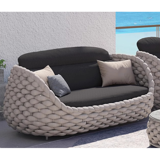 SOFA038 戶外 蛋型沙發 五人座套裝 加粗特斯林編織帶 正面全景