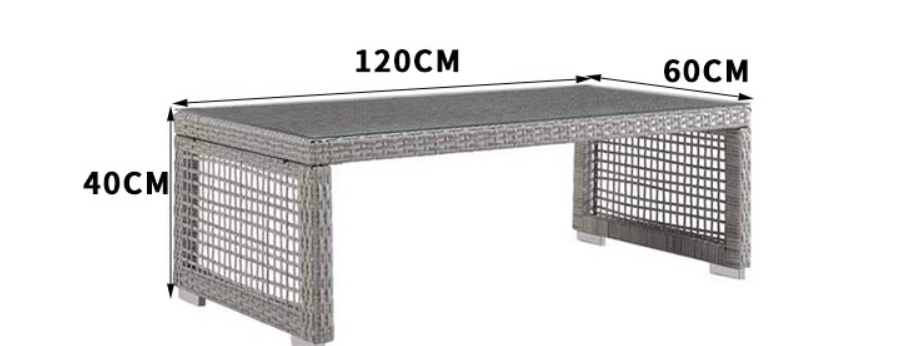 Outdoor Sofa Set Single Piece Rattan Sofa WPC Coffee Table PE Wicker Chair