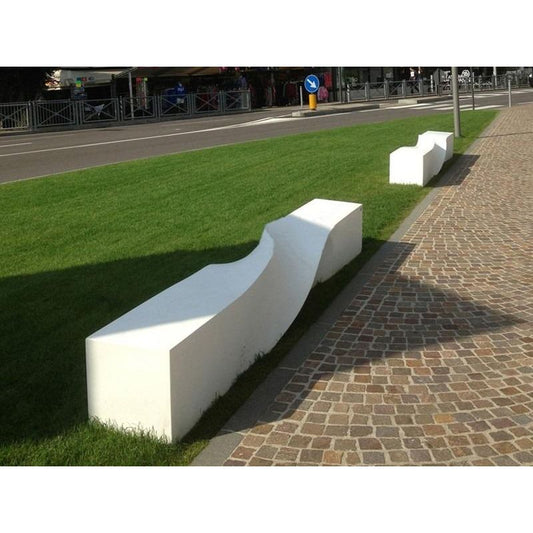 FRP Wave-Shaped Bench | Sculptural Fiberglass Public Seating