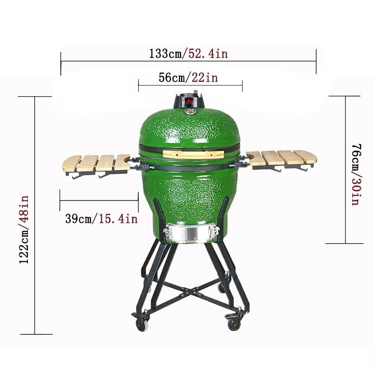 KILNIVO 24-inch Kamado Ceramic Grill | Steel Cart CH-BW24