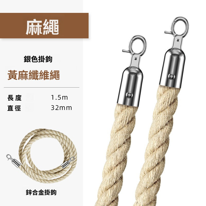 Rope Stanchion — Jute Rope Queue Barrier Post 88cm, Black / Silver (post & rope sold separately) QS025