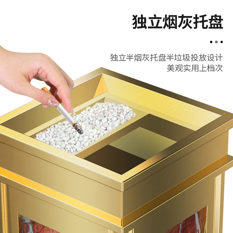 酒店大堂垃圾桶 電梯 口煙灰桶 帶煙灰缸仿大理石不鏽鋼垃圾桶 TCH00157-1