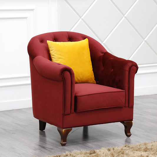 美式單人沙發椅 酒店客房書房休閒椅 靠背拉扣軟包椅 TCH00313-1