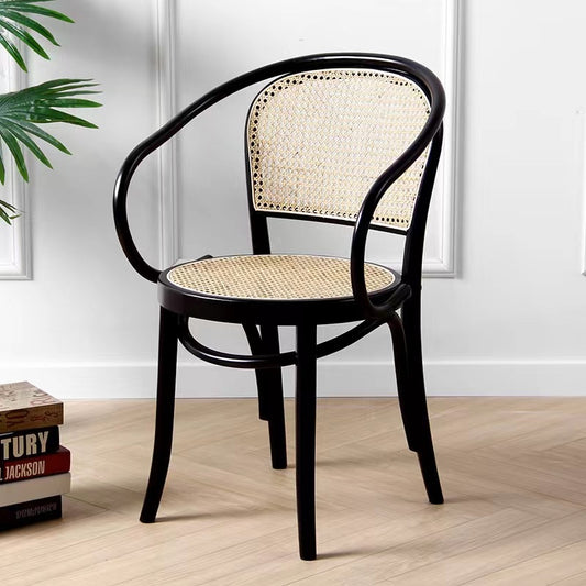 白蠟木實木餐椅 簡約設計師帶扶手靠背椅西餐廳實木餐椅 TCH00340-1