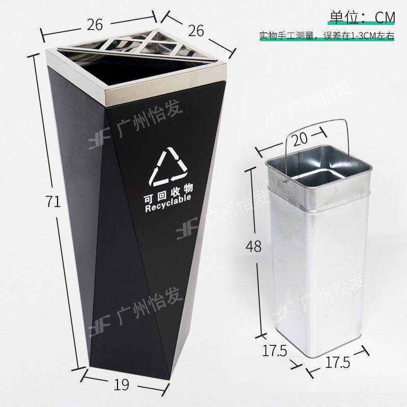 酒店立式不鏽鋼垃圾桶 圓角帶煙灰缸戶外滅煙桶 商用電梯 口 TCH00109-1