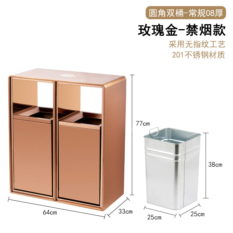 酒店立式不鏽鋼垃圾桶 圓角帶煙灰缸戶外滅煙桶 商用電梯 口 TCH00109-1