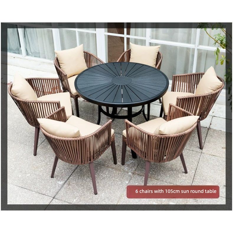 Outdoor PE Rattan Polywood Dining Set TC096