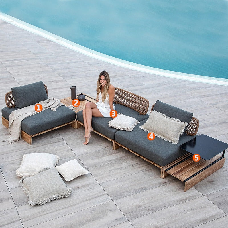 户外沙發套裝 | 單件 | 柚木 | 藤編沙發茶几 | 藤椅 |