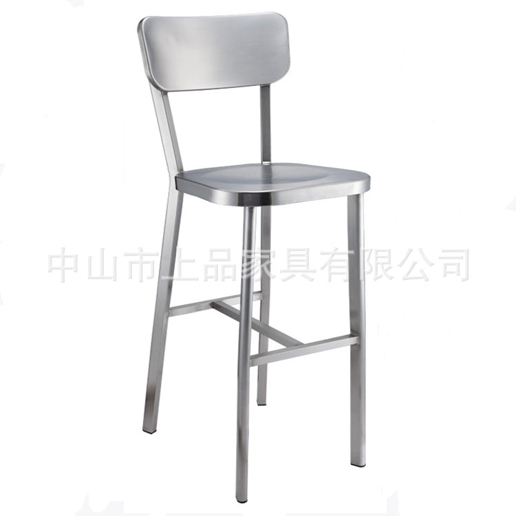 不鏽鋼椅 酒吧餐廳金屬高腳椅 靠背吧臺椅 TCH00280-1