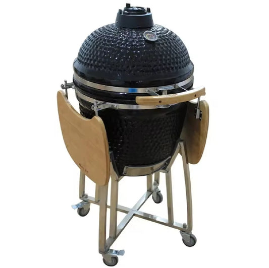 Kamado 21吋陶瓷燒烤爐 不銹鋼架 CH-KP21｜1000度耐火莫來石 美式煙燻BBQ