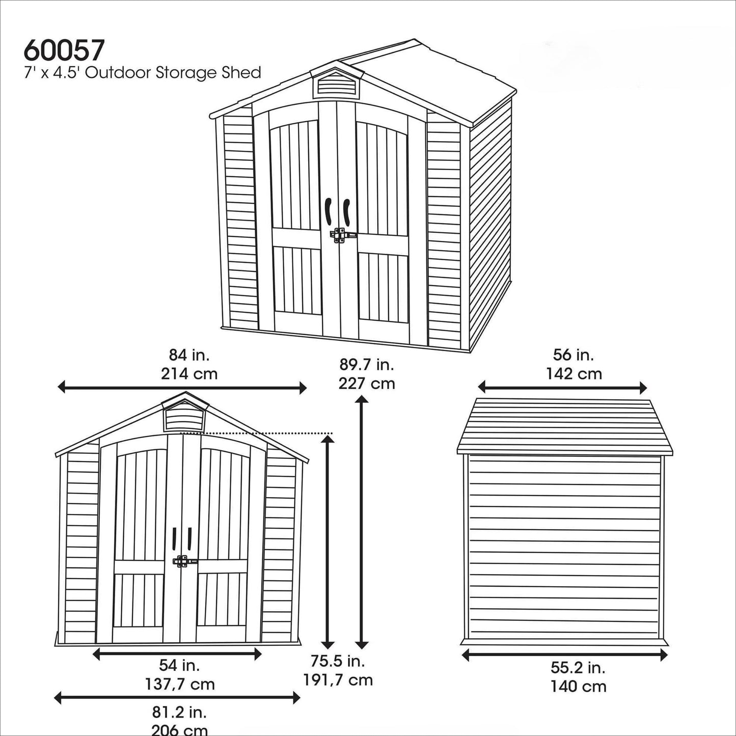 美國 Lifetime HDPE戶外屋 7呎X4.5呎 Lifetime-HDH-02