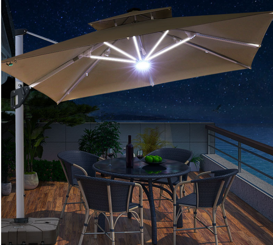 3m Square Sun Umbrella with LED Light︳Roman Umbrella Outdoor