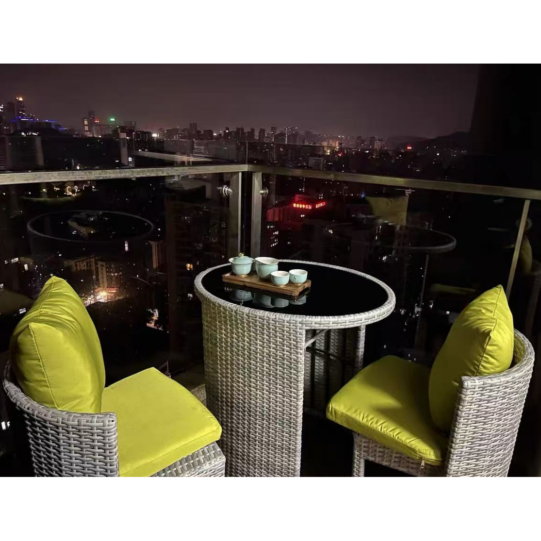 LO0001 Rattan balcony dining table and chair set | Rattan | Dining table | Rattan chairs | Dining table set | Outdoor furniture | Outdoor table