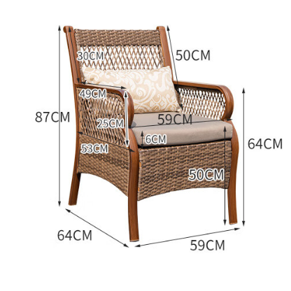 LO0004 Outdoor rattan four-person round dining table and chair set | Rattan | Dining table | Rattan chairs |