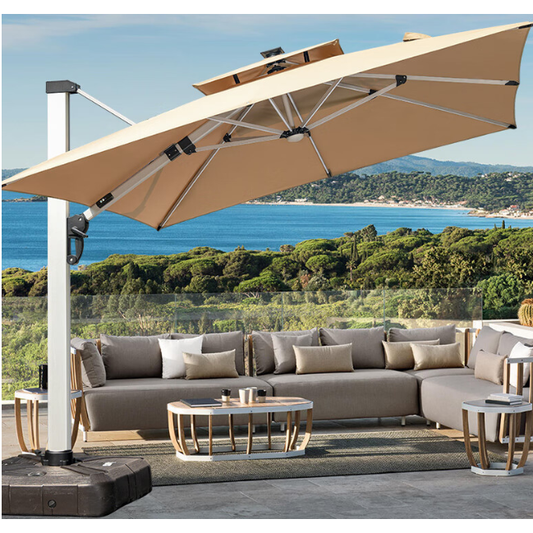 3米方形羅馬太陽傘SUN014配LED燈照明和注水底座