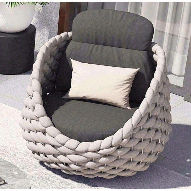SOFA038  戶外 蛋型沙發 五人座套裝 加粗特斯林編織帶 戶外場景實拍