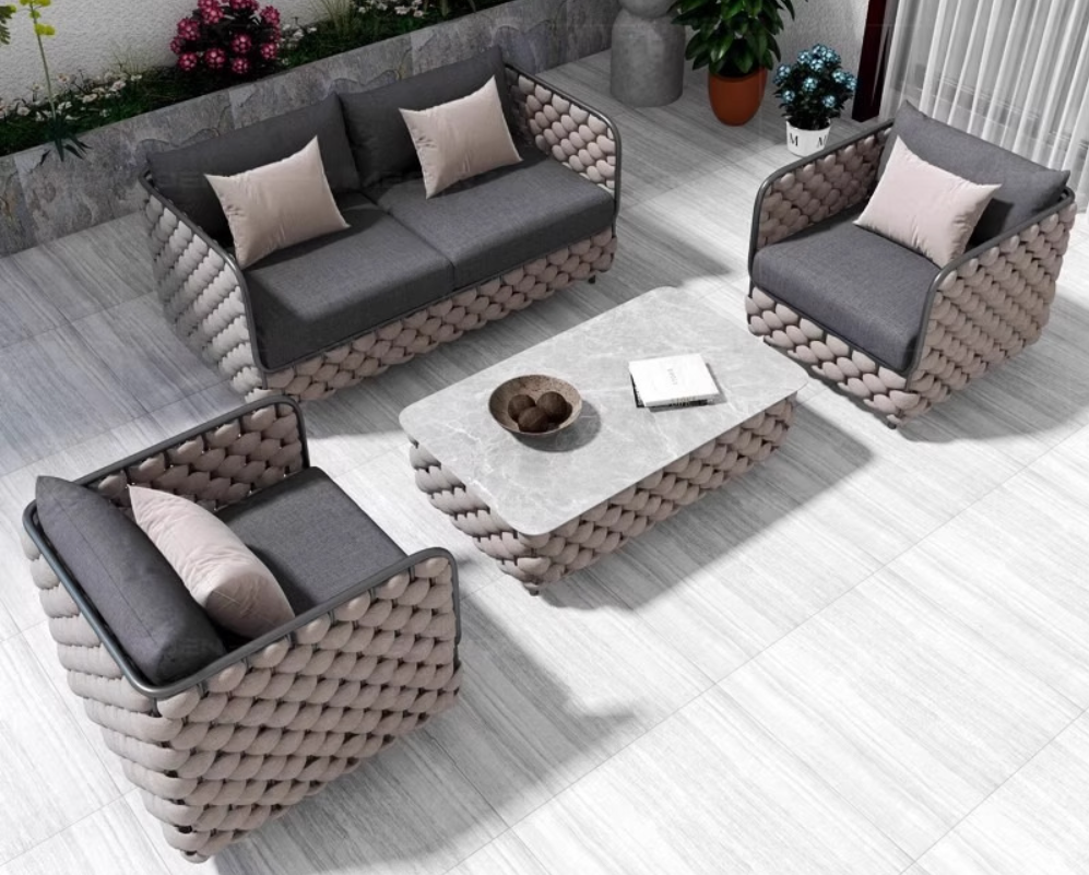 SOFA040  戶外方型沙發 五人座套裝 加粗特斯林編織帶