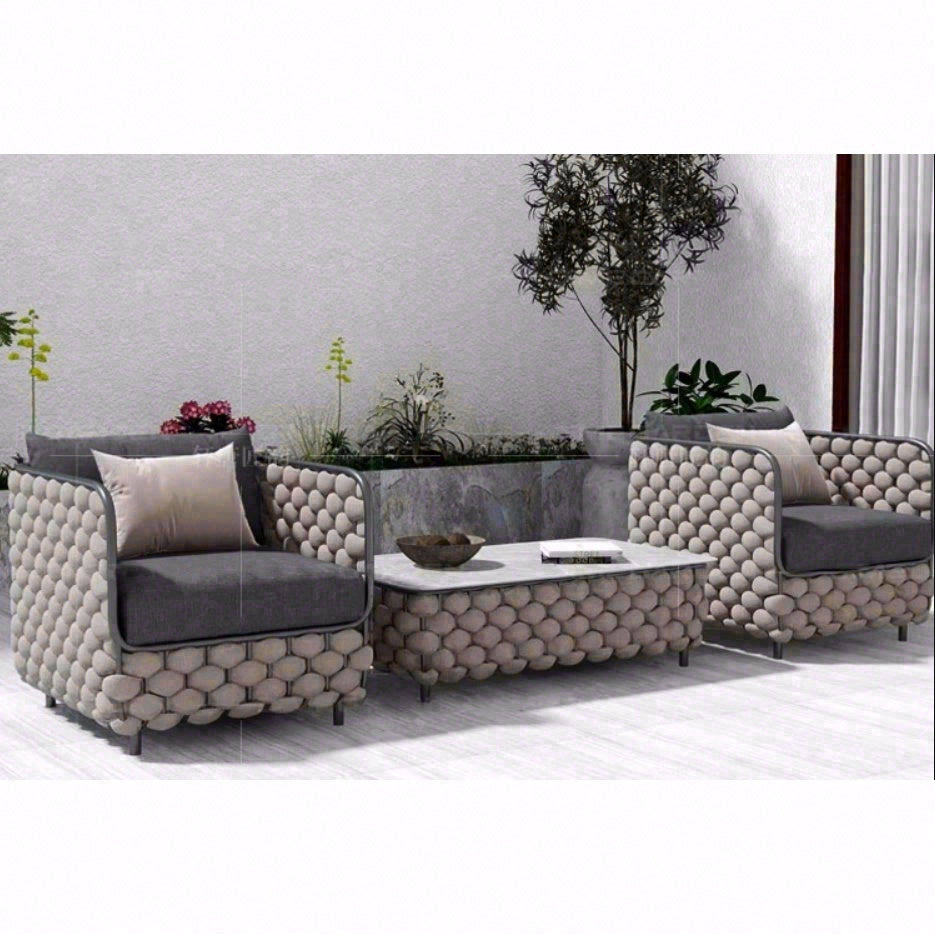 SOFA040  戶外方型沙發 五人座套裝 加粗特斯林編織帶 正面全景