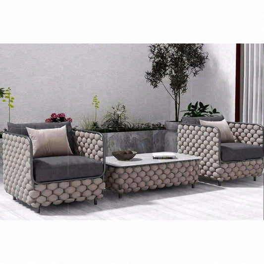 SOFA040  戶外方型沙發 五人座套裝 加粗特斯林編織帶 正面全景