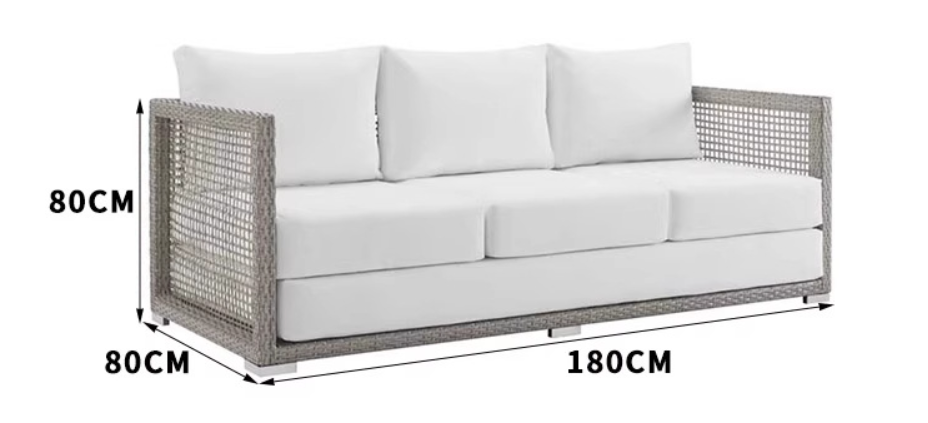 Outdoor Sofa Set Single Piece Rattan Sofa WPC Coffee Table PE Wicker Chair