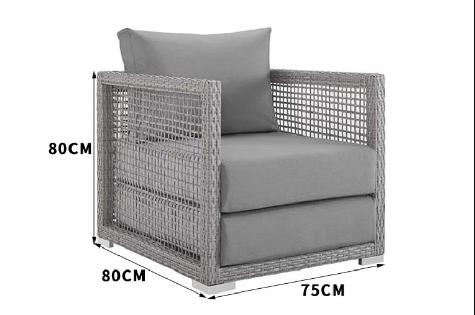 Outdoor Sofa Set Single Piece Rattan Sofa WPC Coffee Table PE Wicker Chair