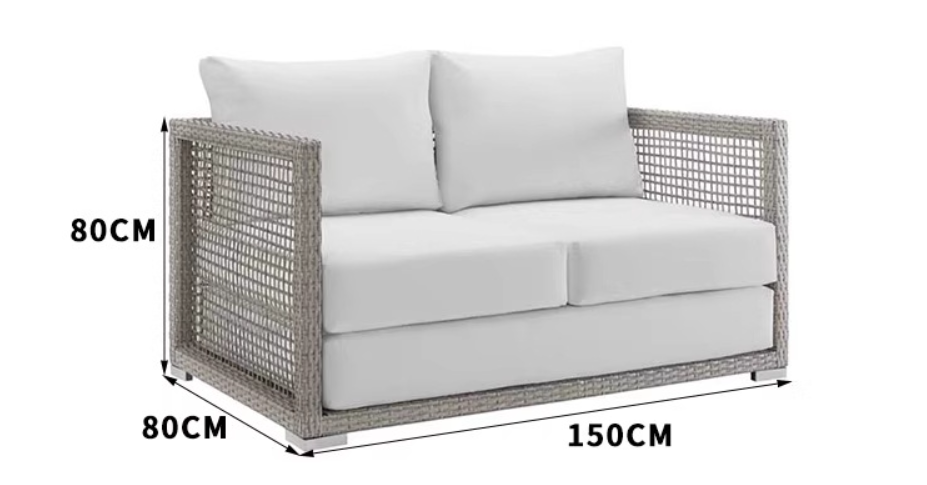 Outdoor Sofa Set Single Piece Rattan Sofa WPC Coffee Table PE Wicker Chair