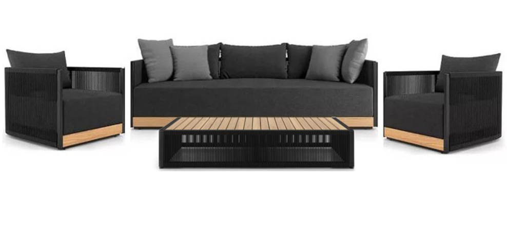 Outdoor Sofa Set Single Piece Aluminum Rope Weave Coffee Side Table