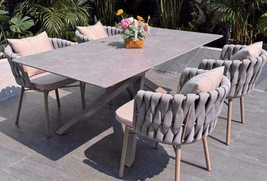 Dining Table Chair Set - Rattan Coffee Table Outdoor Furniture TC059