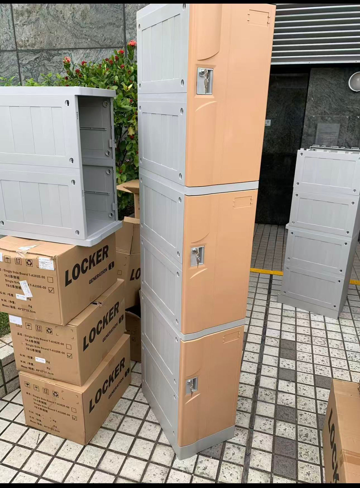 ABS儲物櫃送貨 五層單柱櫃連包裝