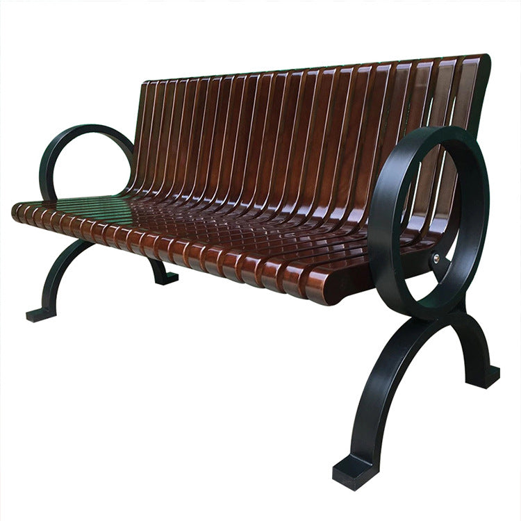 Solid Haitang Wood Outdoor Park Bench 1.4m Coffee EFWB-044