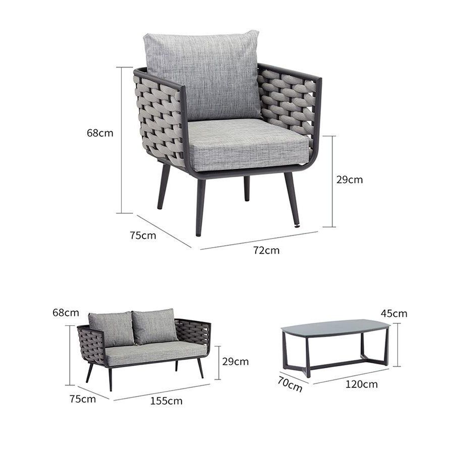 戶外沙發套裝 | 單件 | 茶几 | 繩編 | 鋁合金 |