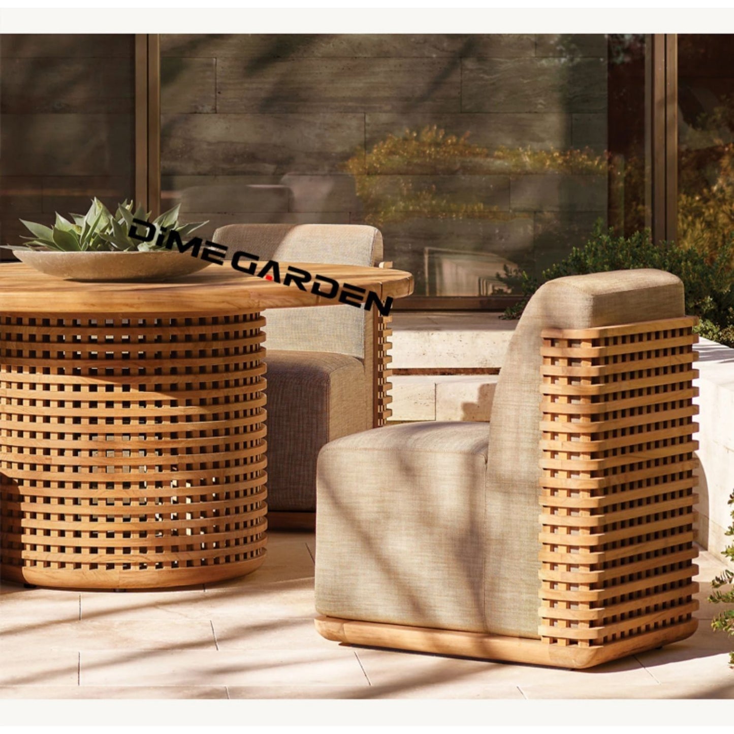 戶外防水沙發套裝 | 單件 | 柚木 拉絲做舊 | 餐檯椅 沙發 | SUNBRELLA布