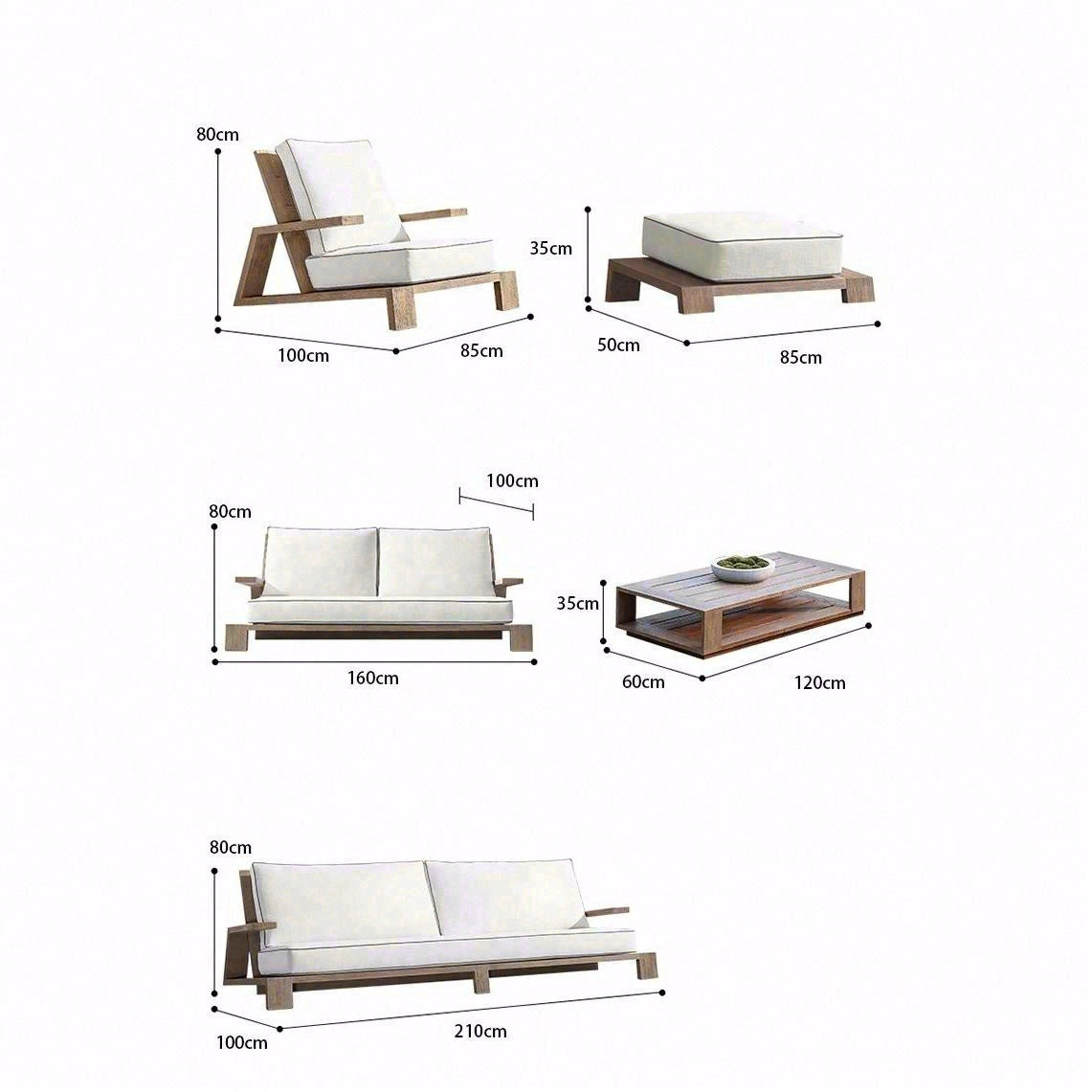 戶外沙發組合配套茶几120×60CM