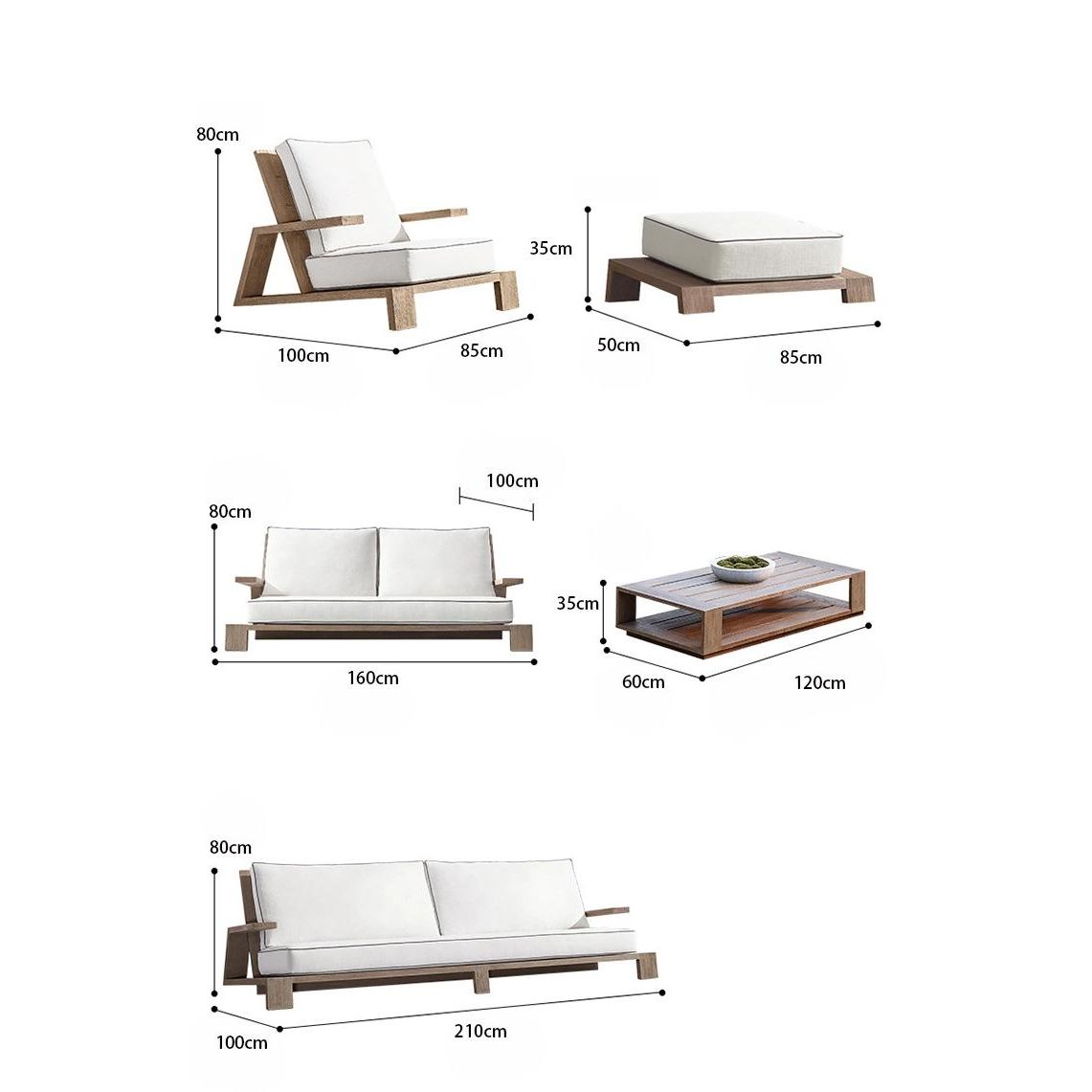 戶外沙發組合 |單件| 柚木/鋁合金