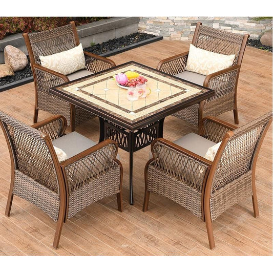 LO0003 Outdoor rattan four-person square dining table and chair set | Rattan | Dining table | Rattan chairs |