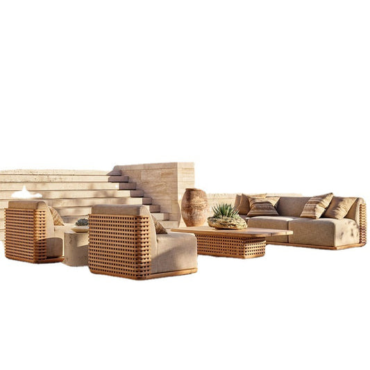 戶外防水沙發套裝 | 單件 | 柚木 拉絲做舊 | 餐檯椅 沙發 | SUNBRELLA布