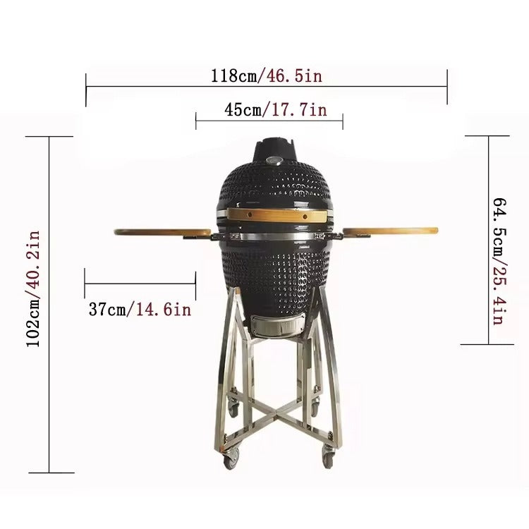 Kamado 18吋陶瓷燒烤爐 不銹鋼架 CH-KP18｜1000度耐火莫來石 美式煙燻BBQ