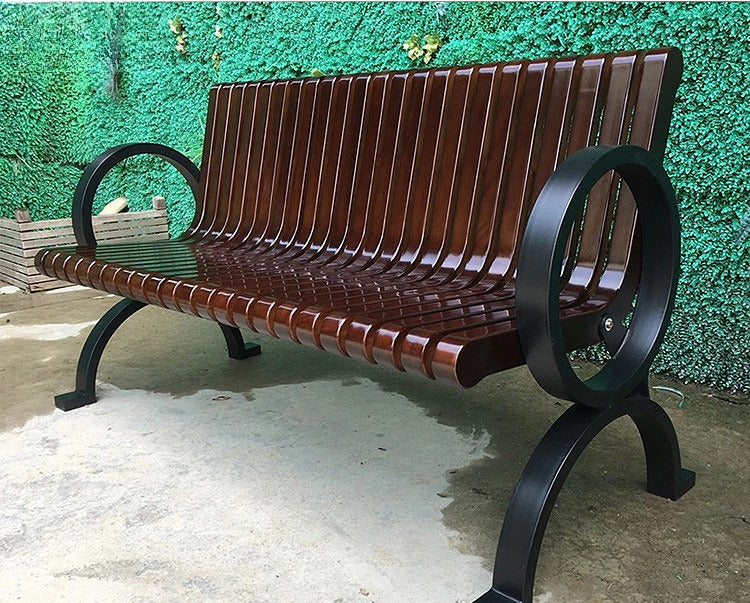 Solid Haitang Wood Outdoor Park Bench 1.4m Coffee EFWB-044