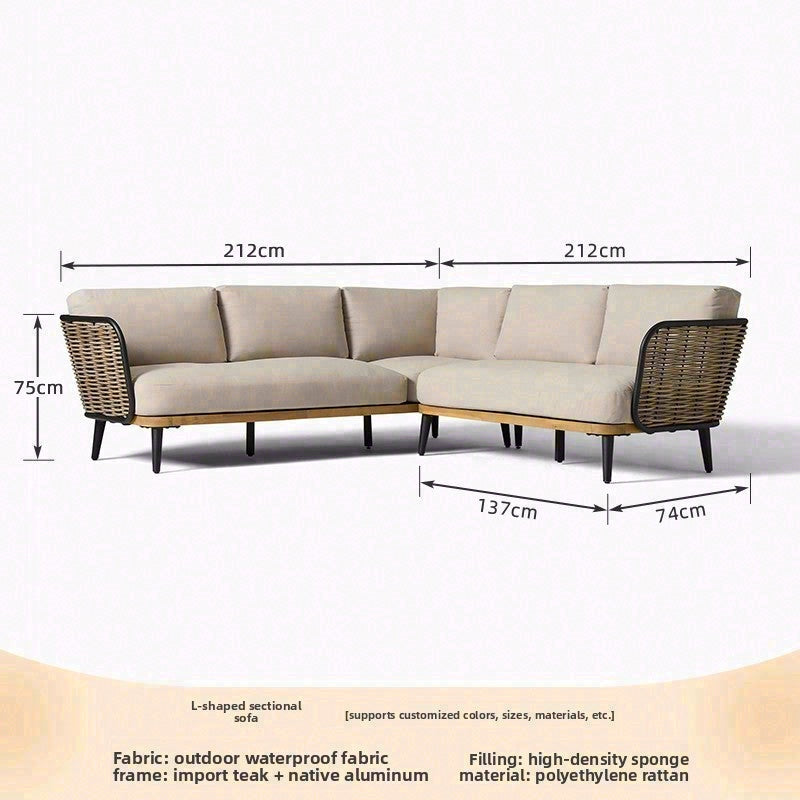 戶外PE藤編設計師柚木沙發組合 SOFA137 正面全景