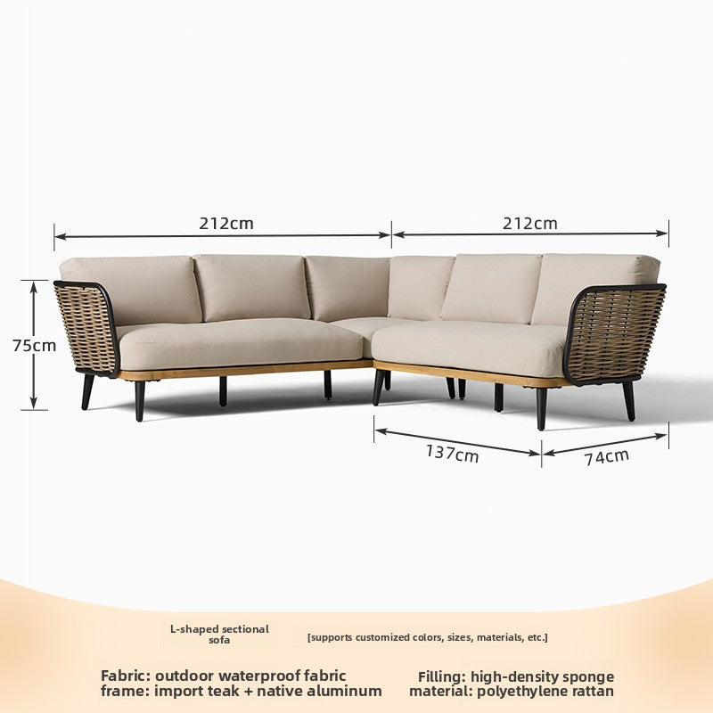 戶外PE藤編設計師柚木沙發組合 SOFA137 正面全景