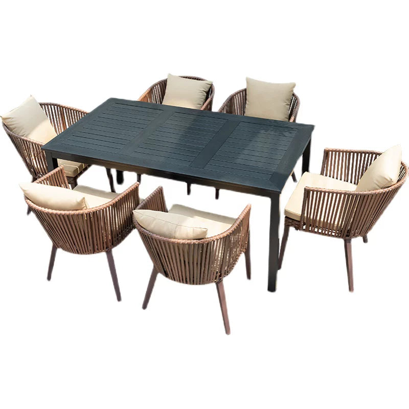 Outdoor PE Rattan Polywood Dining Set TC096