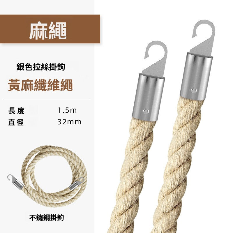 Rope Stanchion — Jute Rope Queue Barrier Post 88cm, Black / Silver (post & rope sold separately) QS025