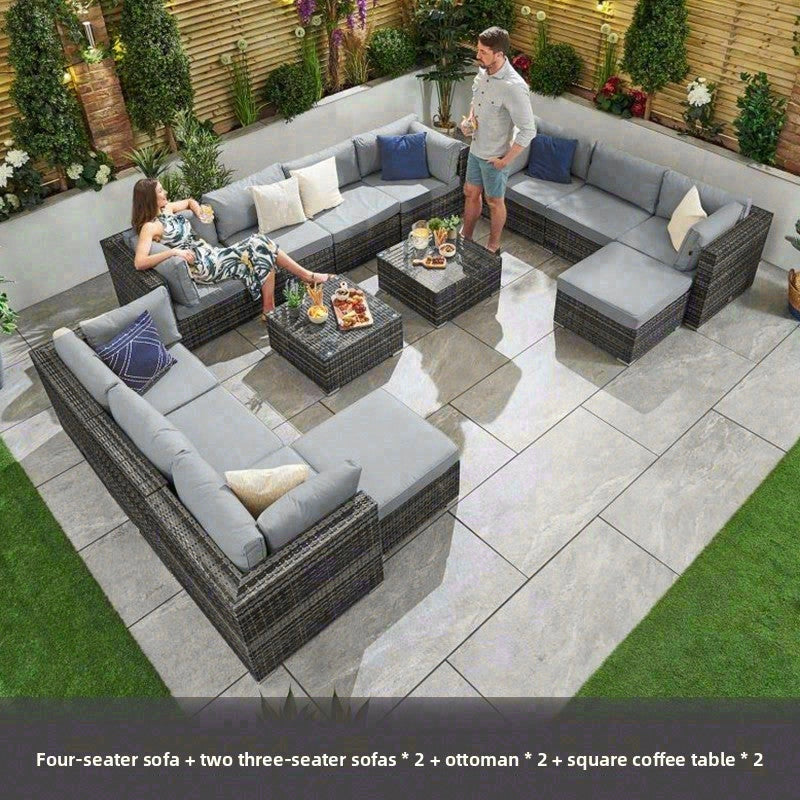 戶外PE藤編北歐花園沙發組合 SOFA132 組合配置示意