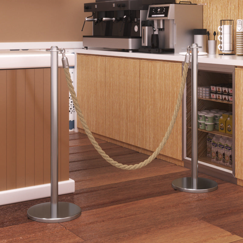 Rope Stanchion — Jute Rope Queue Barrier Post 88cm, Black / Silver (post & rope sold separately) QS025