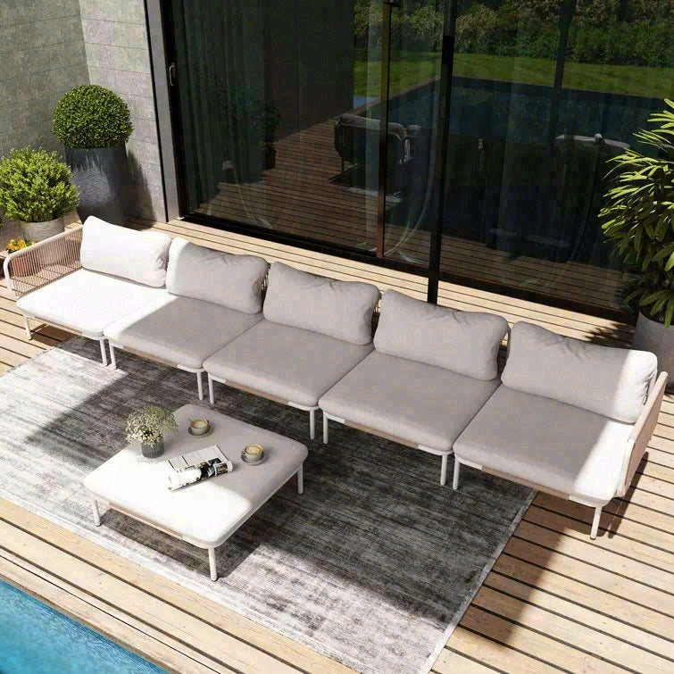 戶外北歐風PE藤編沙發套裝 SOFA130 側面角度